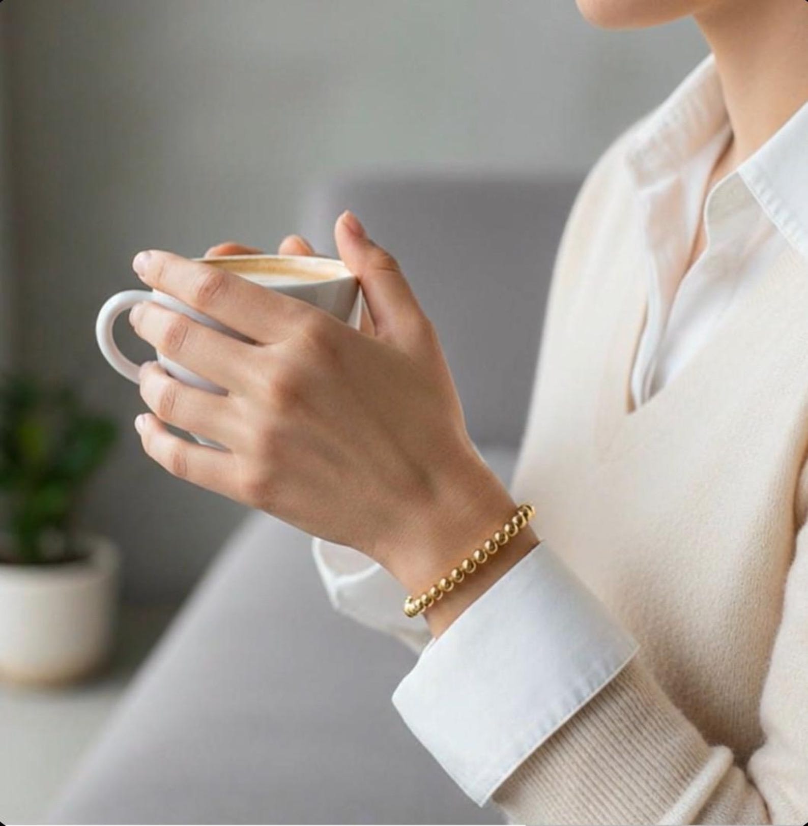 18K Gold-Filled Bead Bracelet - Single Bracelet