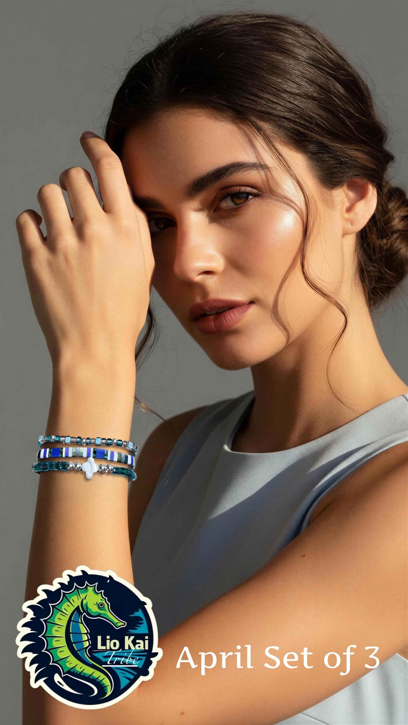 Mixed Bracelet Stack of 3 - April