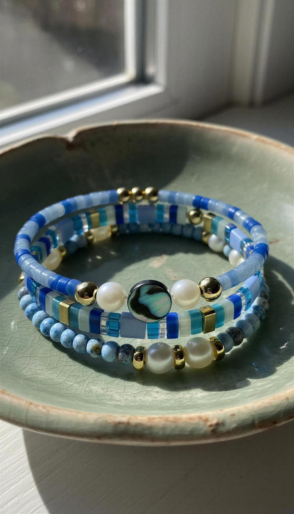 Mixed Bracelet Stack of 3 - Sky